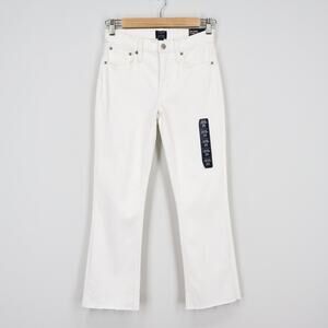 NWT J. Crew Factory Mid-Rise Flare Crop Signature Stretch Denim White Size 25